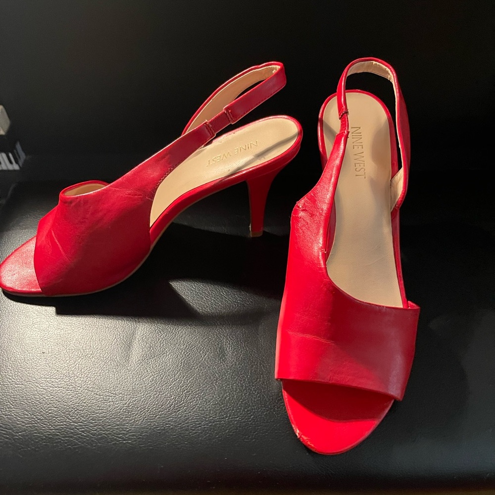 Cute red open toe heels